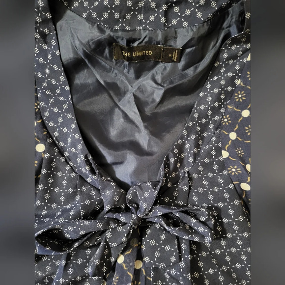 The Limited Womens Navy Blue Geometric Print Sleeveless Lined Career Blouse M - Picture 3 of 5